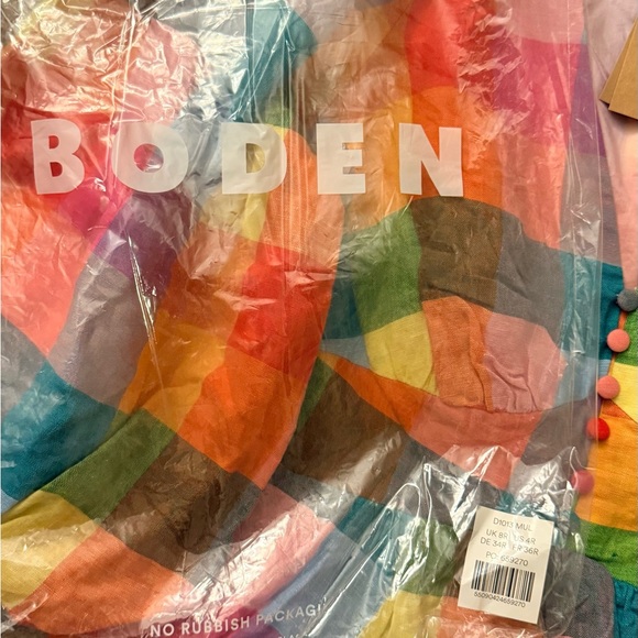 Boden Lola Blouson Rainbow Multi-Gingham Plaid Maxi Dress Women’s US size 4. - Picture 6 of 13